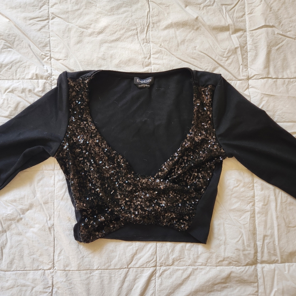 Bebe Sequin Crop Top